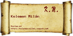 Kelemen Milán névjegykártya